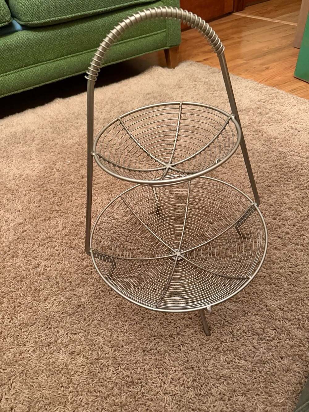 Tramontina 2-Tier Stainless Steel Wire Fruit Basket Stand with Handle